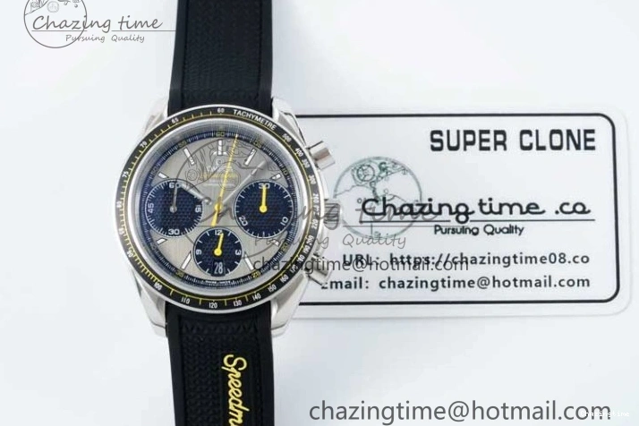 0304 ZipUp Speedmaster Racing Master SS HKF Best Edition Gray Black Dial on Black Rubber Strap A 7811